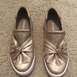 Donald Pliner gold sneakers